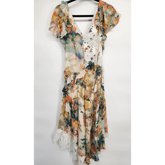 NWD By Anthropologie V-Neck Ruffle Lace Slip Dress Size 2 Ivory #8G404 - Picture 6 of 16